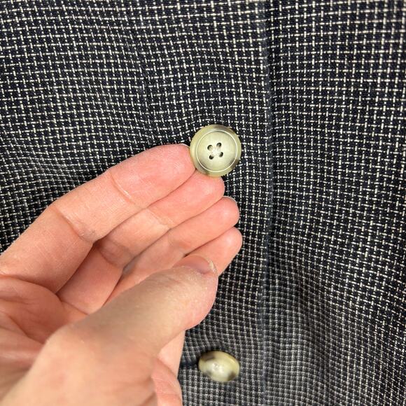 Vintage Talbots Irish Linen Blend Black Check Jacket Small linen/cotton pockets - Picture 4 of 8